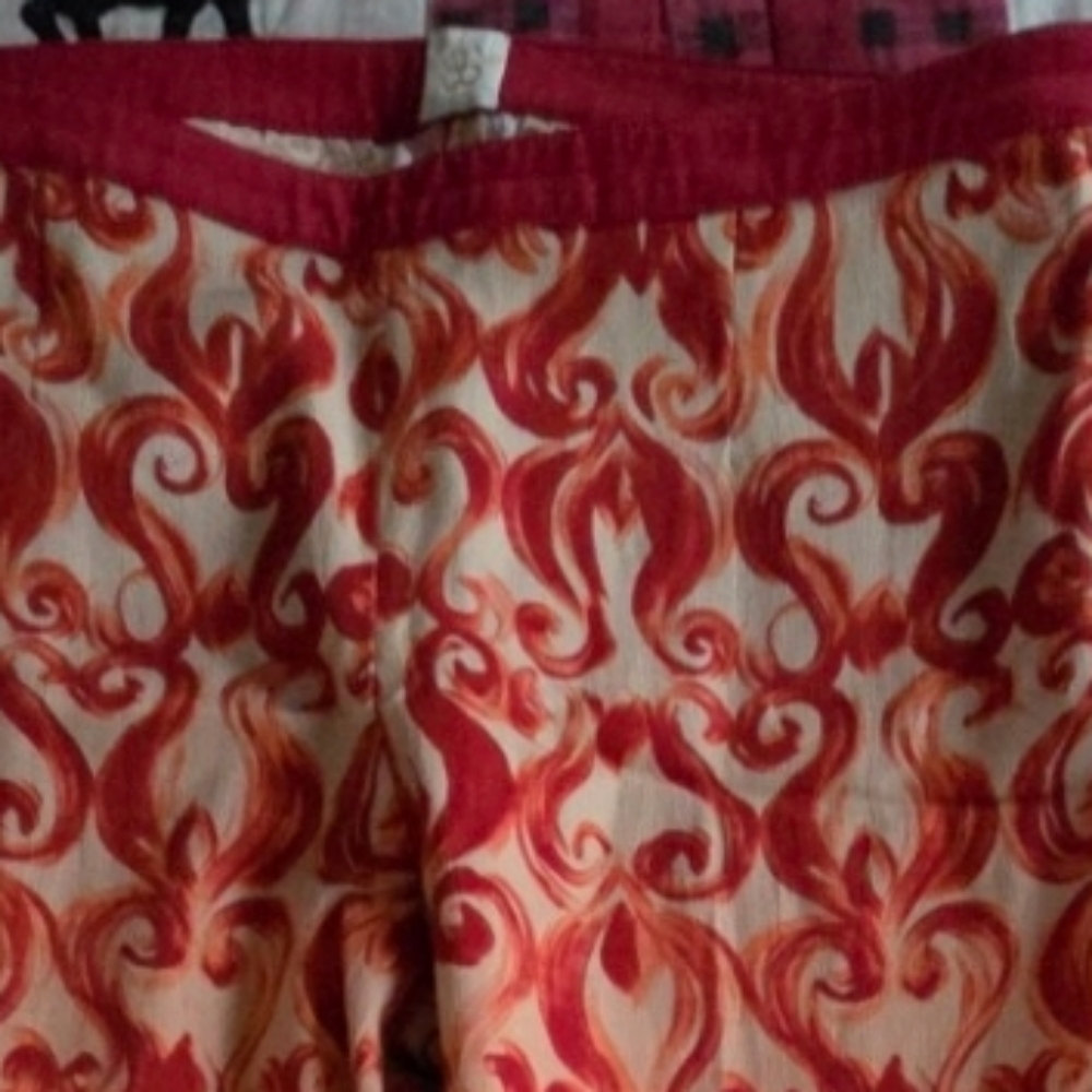 True Royal Ombre Brocade Pants Red Orange Flame Print Pants - Picture 8 of 13